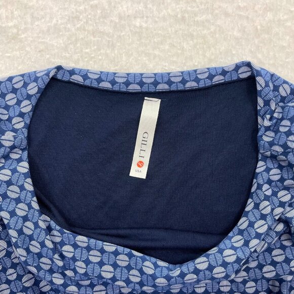 Gilli Lattice Blue Dot Long Sleeved Faux-Wrapped Dress Size Small - Picture 3 of 6